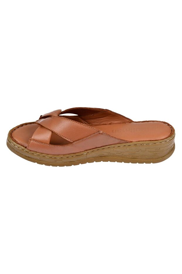 Hakiki Deri Comfort Kadın Terlik Plm-17 Taba - 3