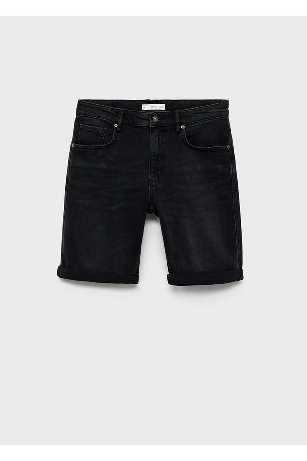 Slim fit kot bermuda şort - 3