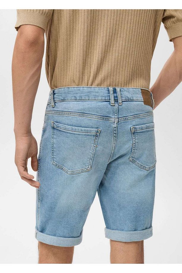 Slim fit kot bermuda şort - 7