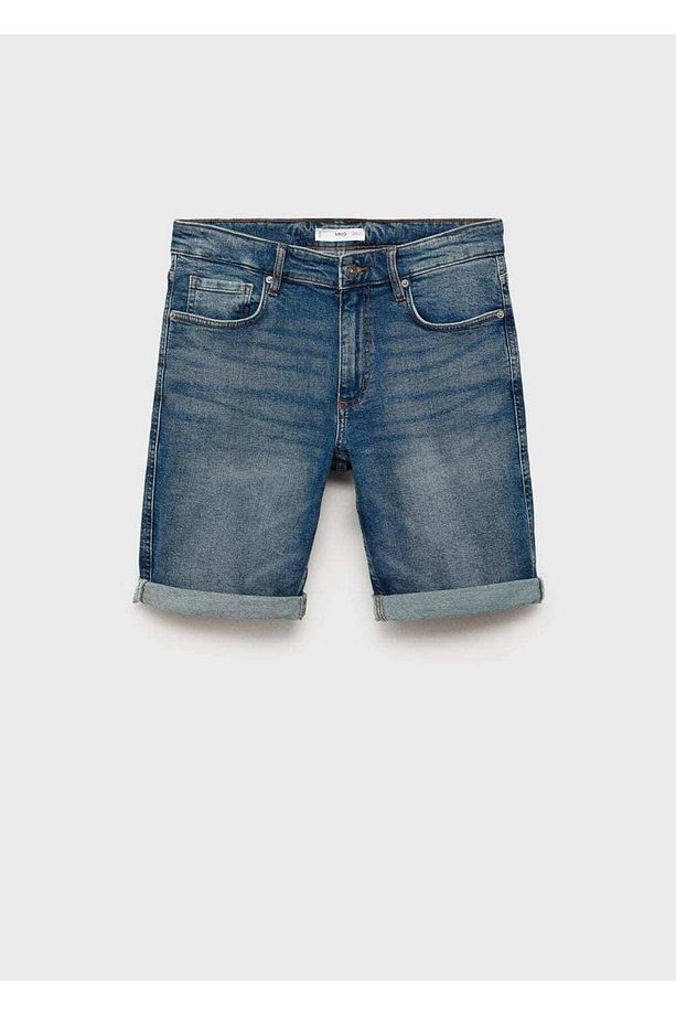 Slim fit kot bermuda şort - 3