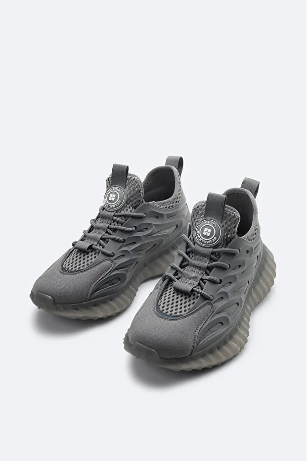 Erkek Gri Esnek Taban Sneaker Ayakkabı A41Y8023 - 2