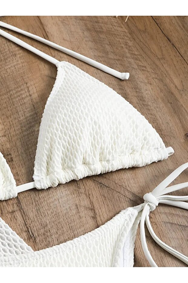 Fileli Beyaz Bikini Takımı - 2
