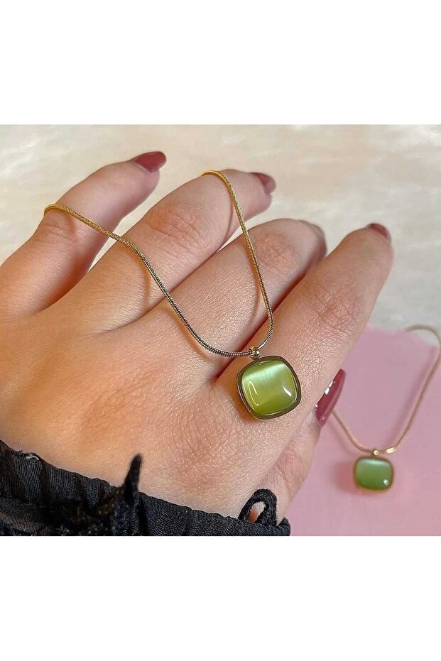 Tatlı Su Yeşili Çelik Kolye Sns2029013 - 3