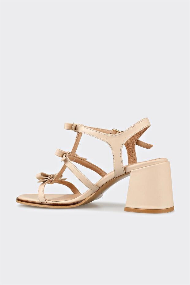 Bej Deri Kadın Sandalet - 3