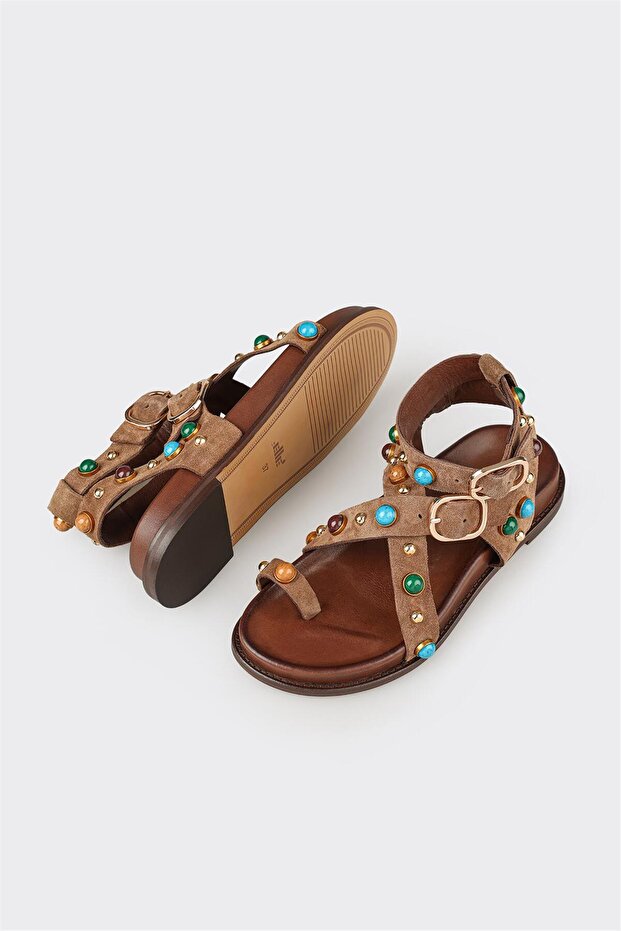 Taba Deri Kadın Sandalet - 3