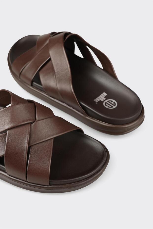 Kahve Deri Erkek Terlik - 5