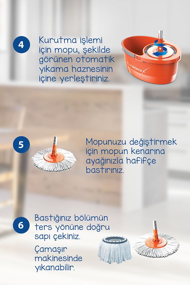 Faster Yeni Nesil Otomatik Temizlik Seti Pratik Kolay Sıkma Döner Başlık - 4