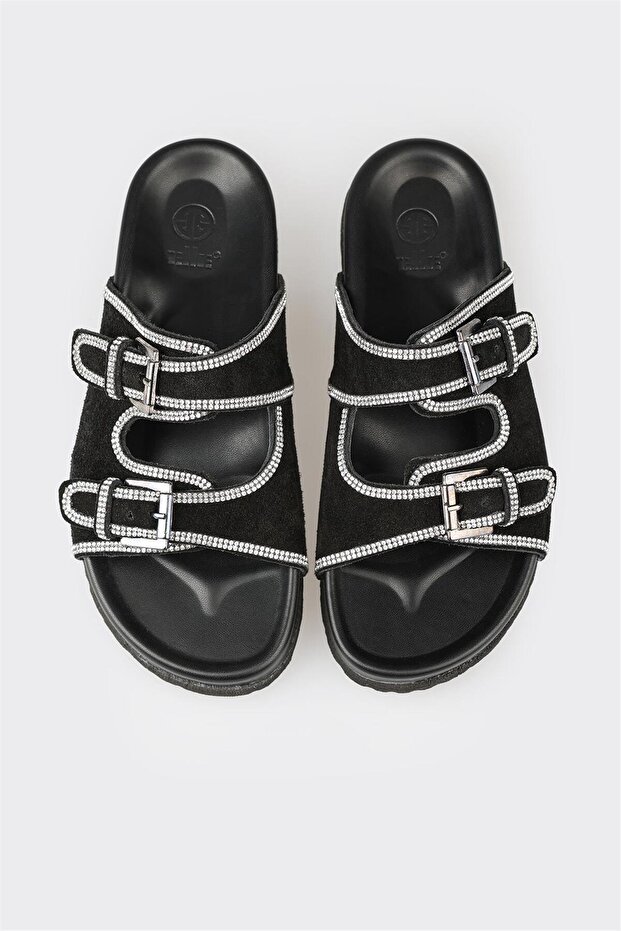 Siyah Deri Kadın Terlik - 4