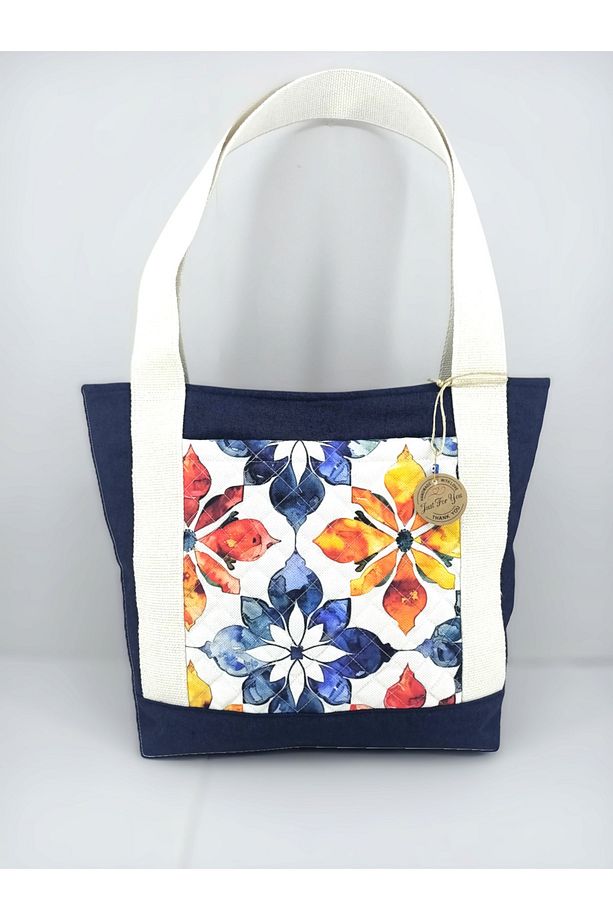 Yazlık Lacivert Kapitone Desenli Tote Bag - 3