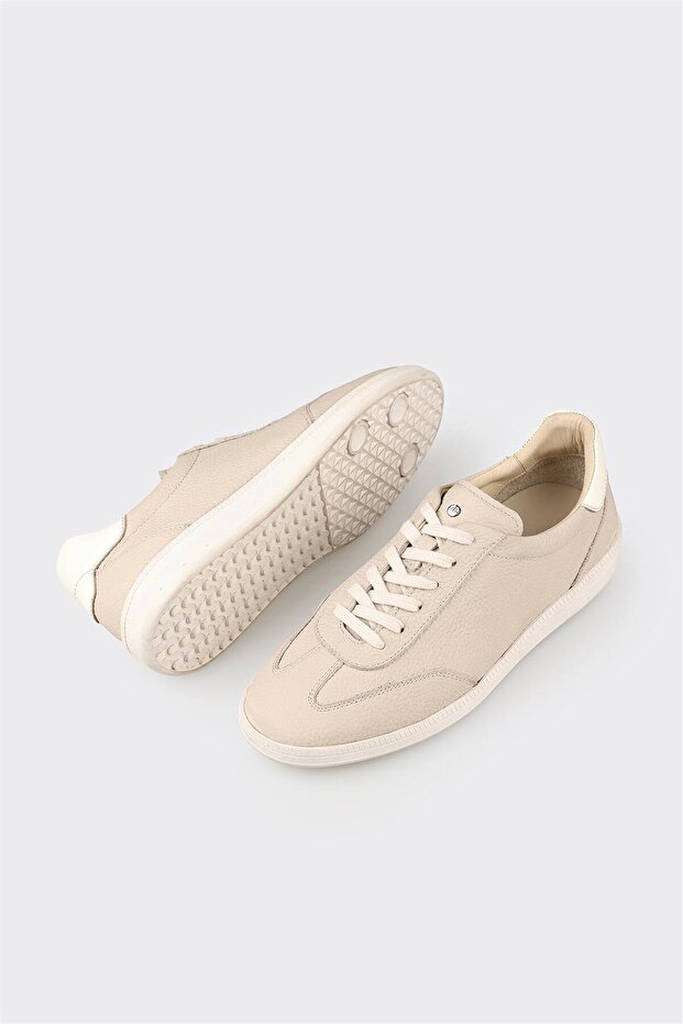 Beige Leder Herren Freizeitschuhe - 3