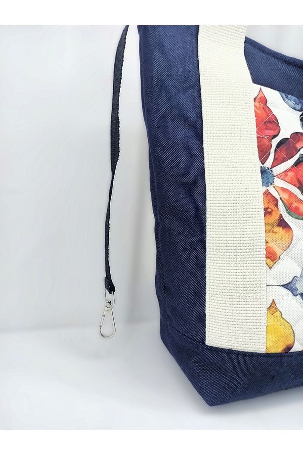 Yazlık Lacivert Kapitone Desenli Tote Bag - 4