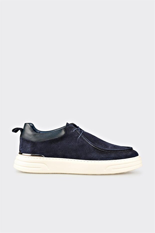 Navy Blue Leather Men's Casual Shoes