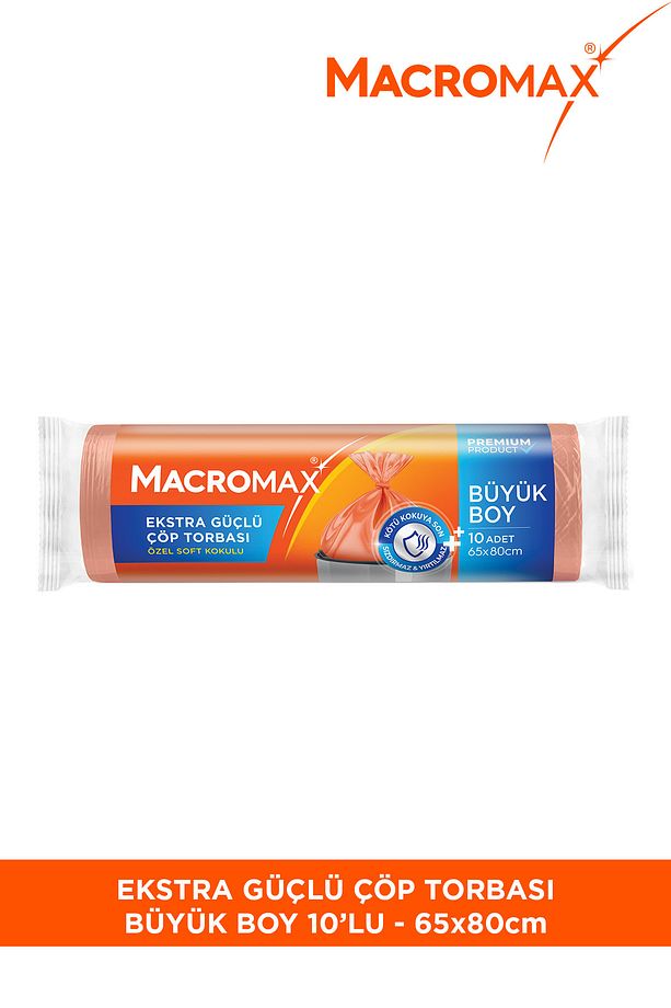 Ekstra Güçlü Çöp Torbası Büyük Boy (65x80 cm), Soft Kokulu 10 Adet - 1