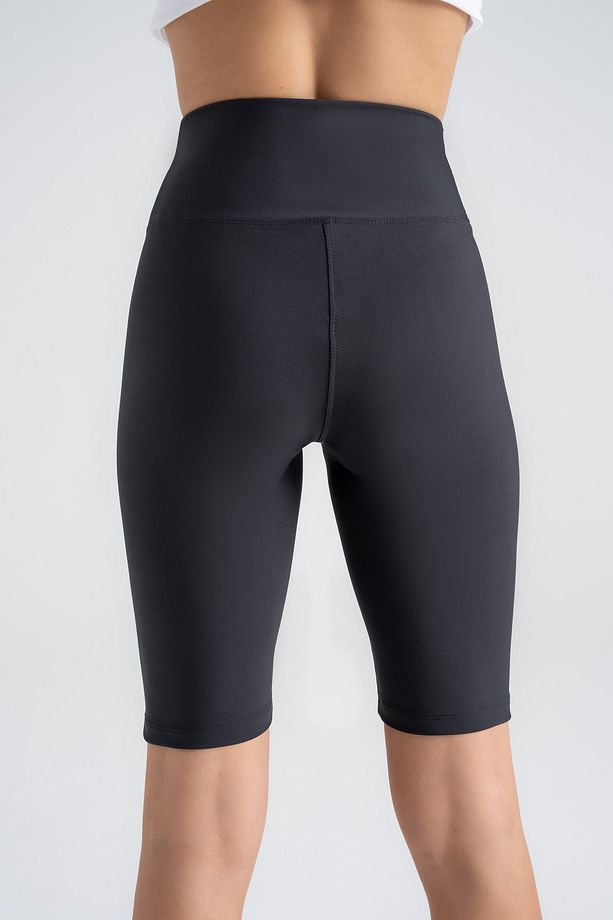 Kadın Kısa Spor Tayt Antrasit Yüksek Bel Toparlayıcı, İç Göstermeyen Slim Fit - 8
