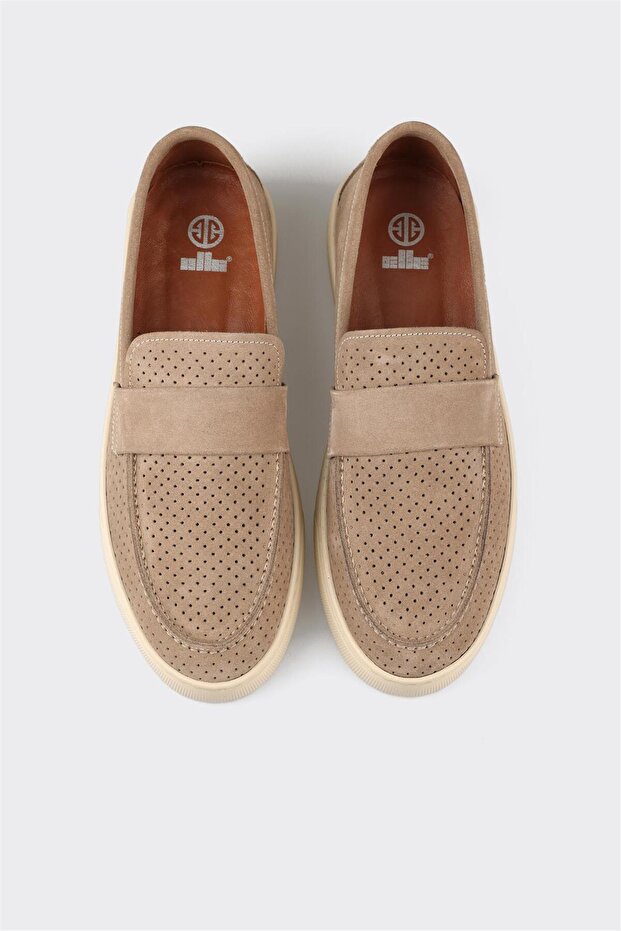 Beige Leder Herren Freizeitschuhe - 4
