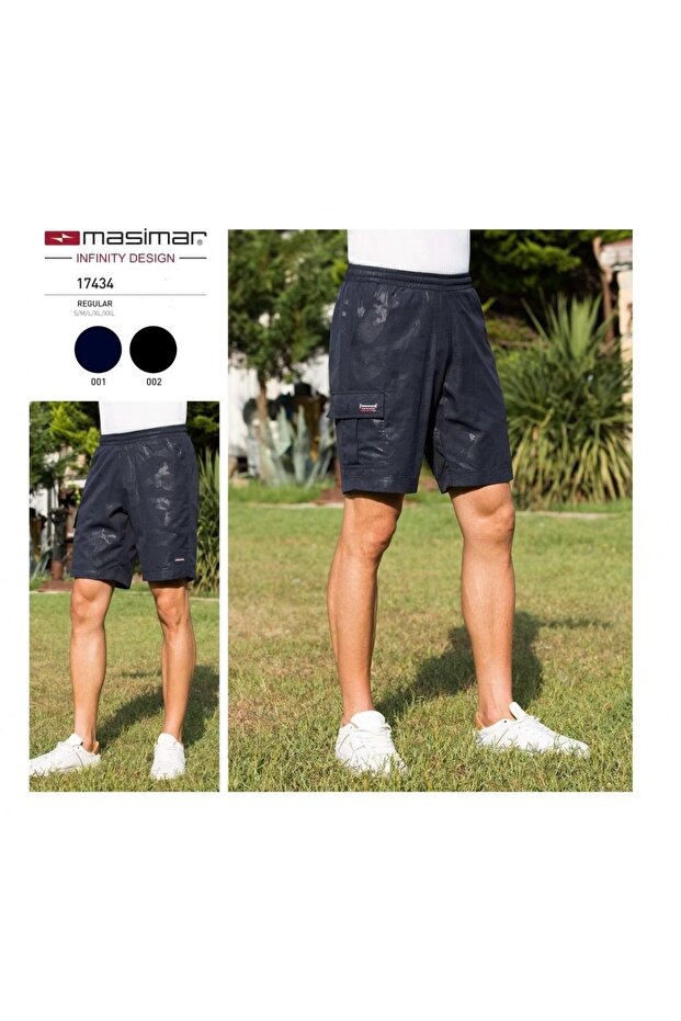 Men's Regular Fit Shorts with Elastic Waist, Lace-Up and Zipper Pocket
