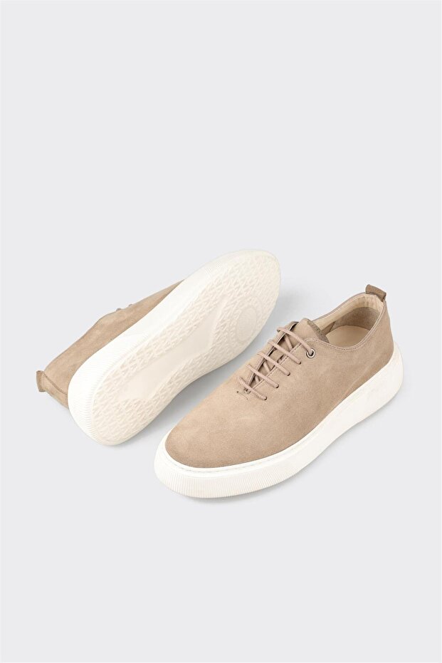 Beige Leder Herren Freizeitschuhe - 3