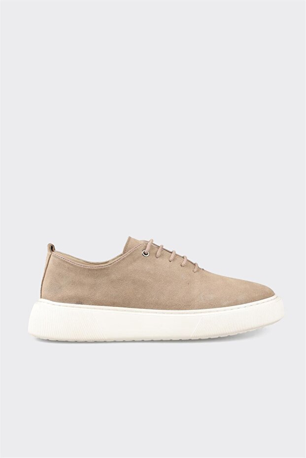 Beige Leder Herren Freizeitschuhe - 1