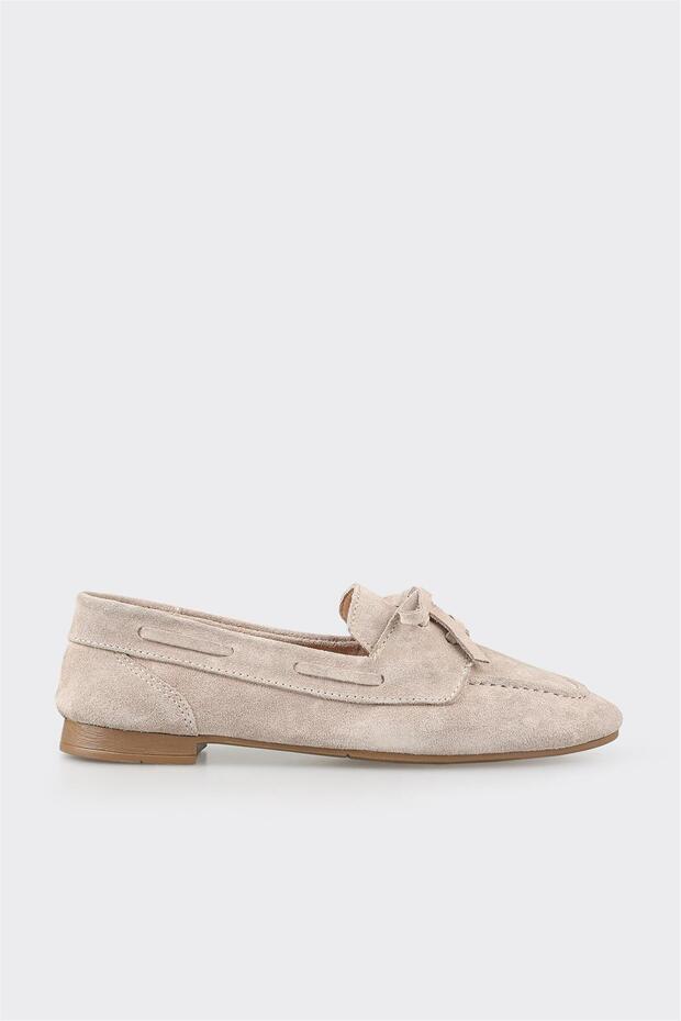 Beige Leather Women's Casual Shoes