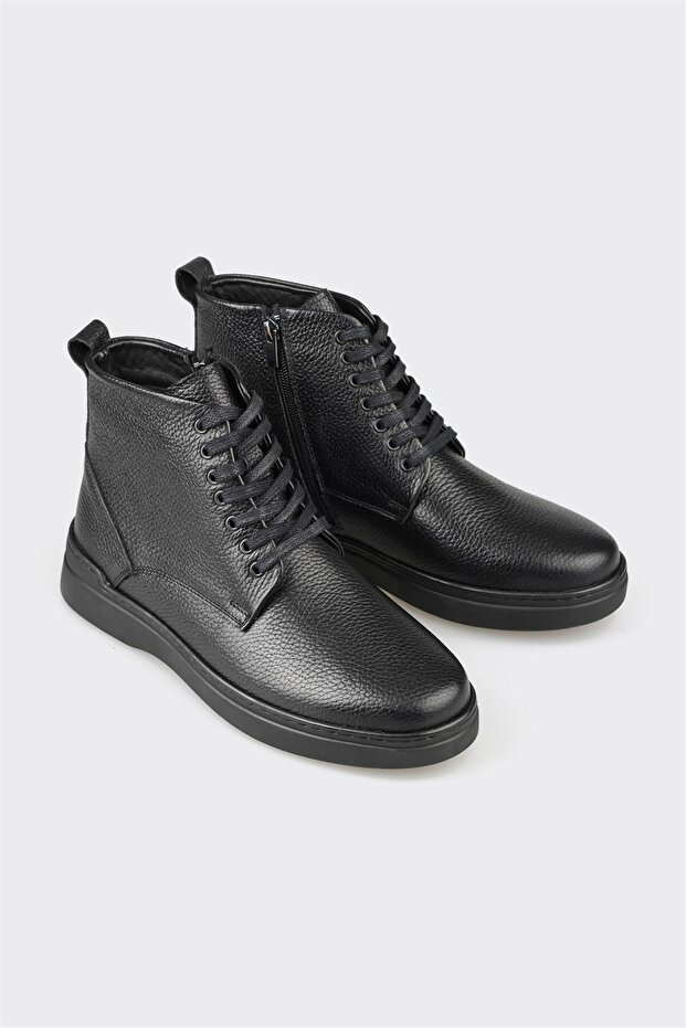 Siyah Deri Erkek Günlük Bot - 2