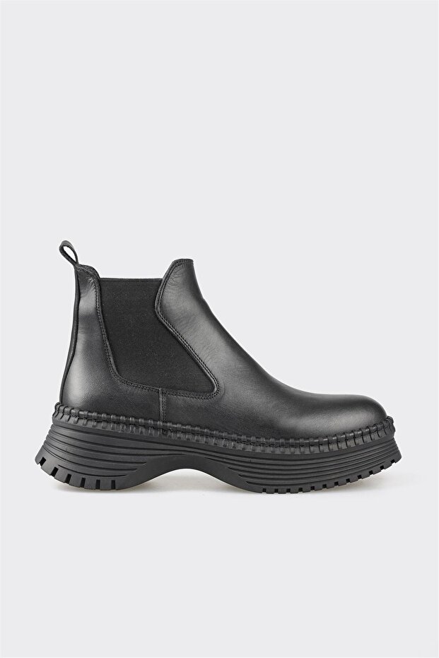 Siyah Deri Kadın Günlük Bot - 1