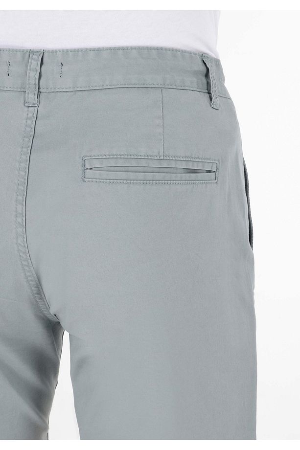 Regular Fit Orta Bel Düz Erkek Yeşil Şort - 6