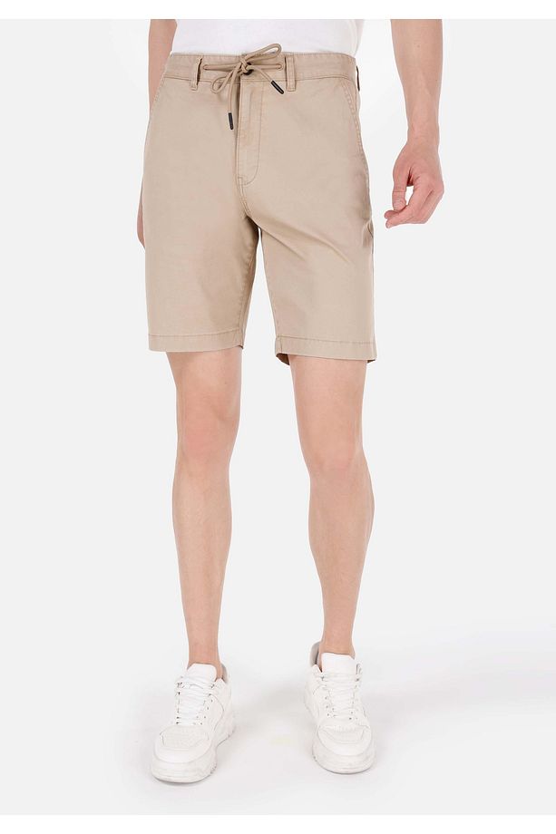 Regular Fit Orta Bel Düz Erkek Kahverengi Şort - 4