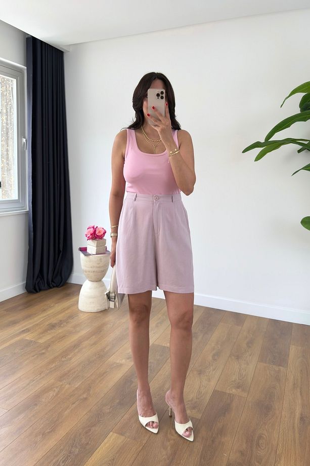 Mandy Lila Keten Şort - 1