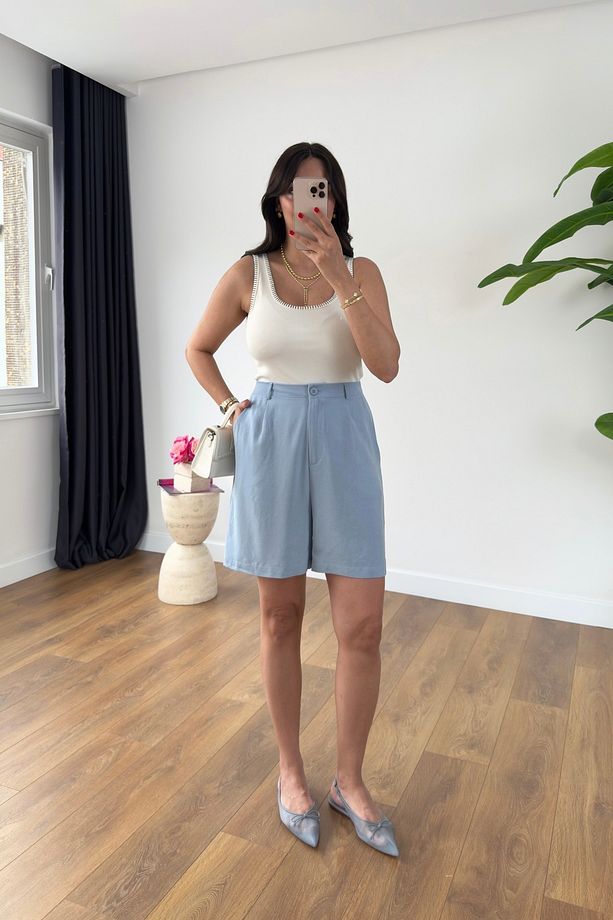 Mandy Bebe Mavi Keten Şort - 3