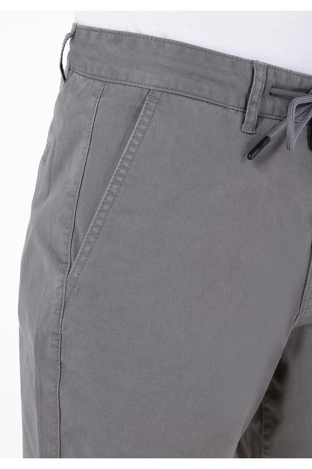 Regular Fit Orta Bel Düz Erkek Antrasit Şort - 5