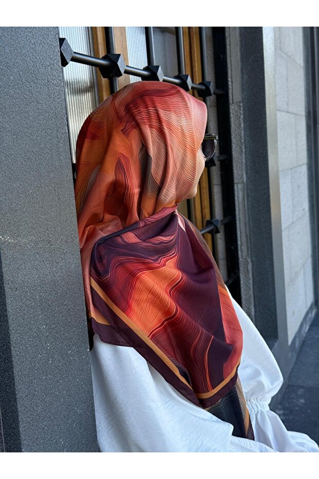 Pamuklu Amber Desen Eşarp-Mürdüm - 2