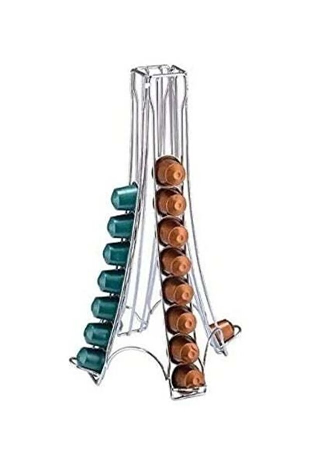 حامل كبسولات القهوة برج أيفل صغير - برج فضي، - 1