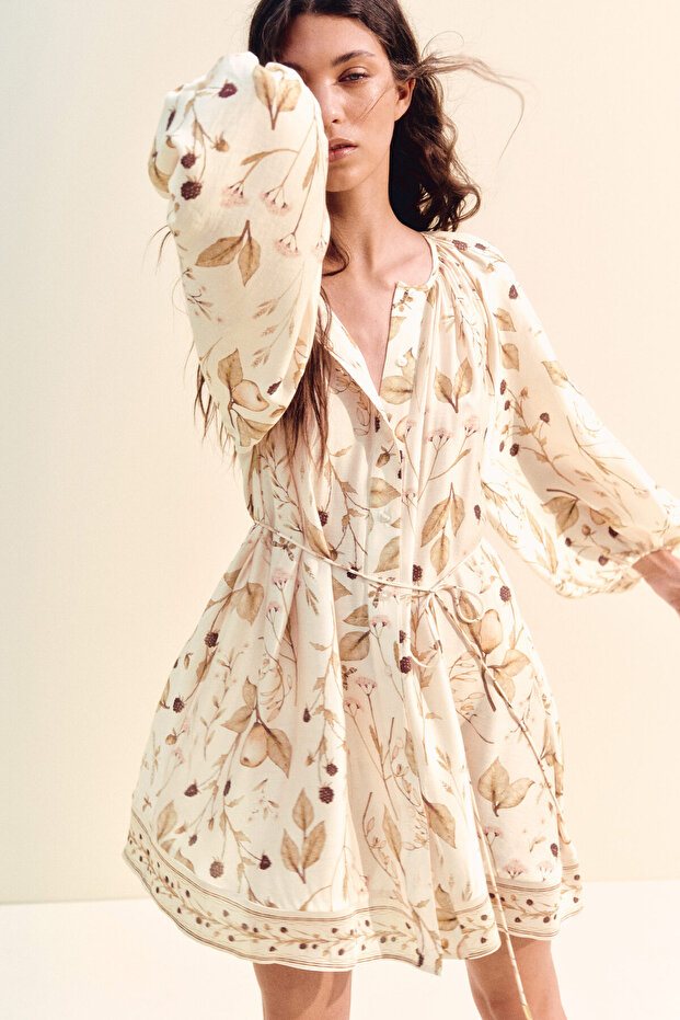 Kuşaklı Oversize Elbise - 1