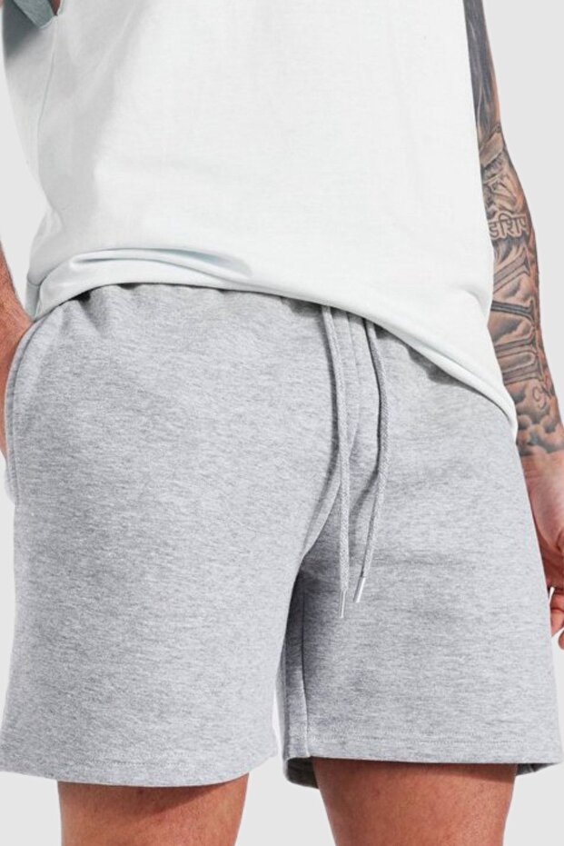 2'li Düz Erkek Likralı Basic Şort - 2