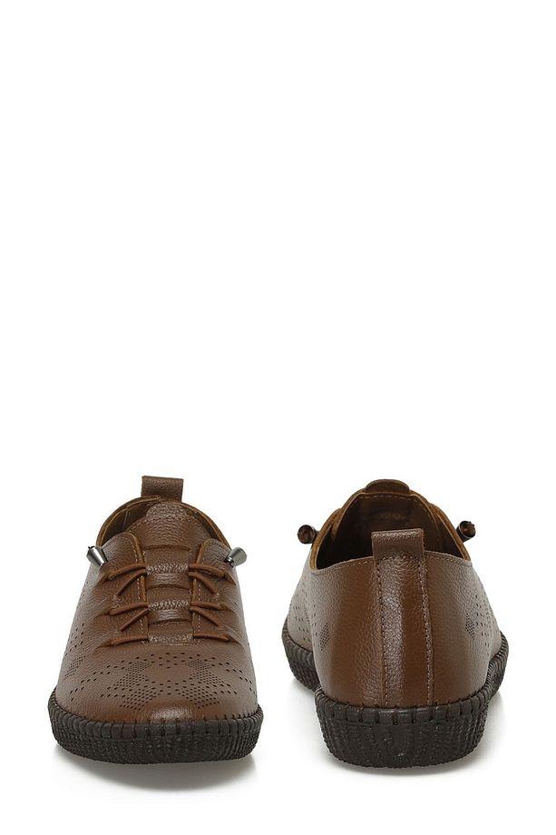 Modern Şık Tasarım Düz Bağcıklı Kadın Casual Ayakkabı Taba - 5