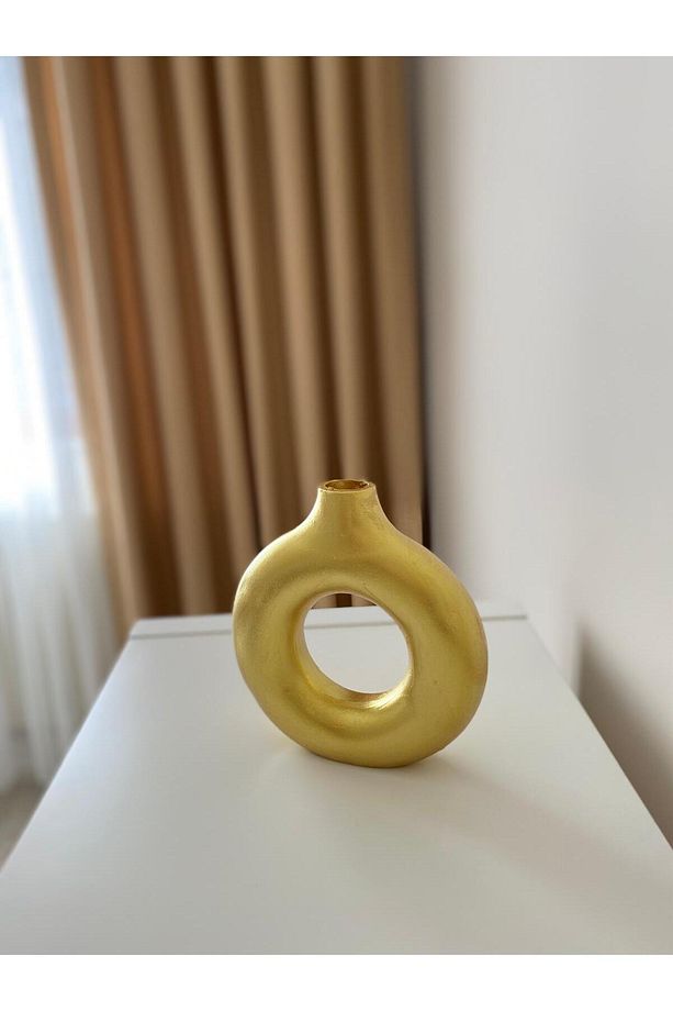 BOHEM TARZI YUVARLAK GOLD VAZO - 2