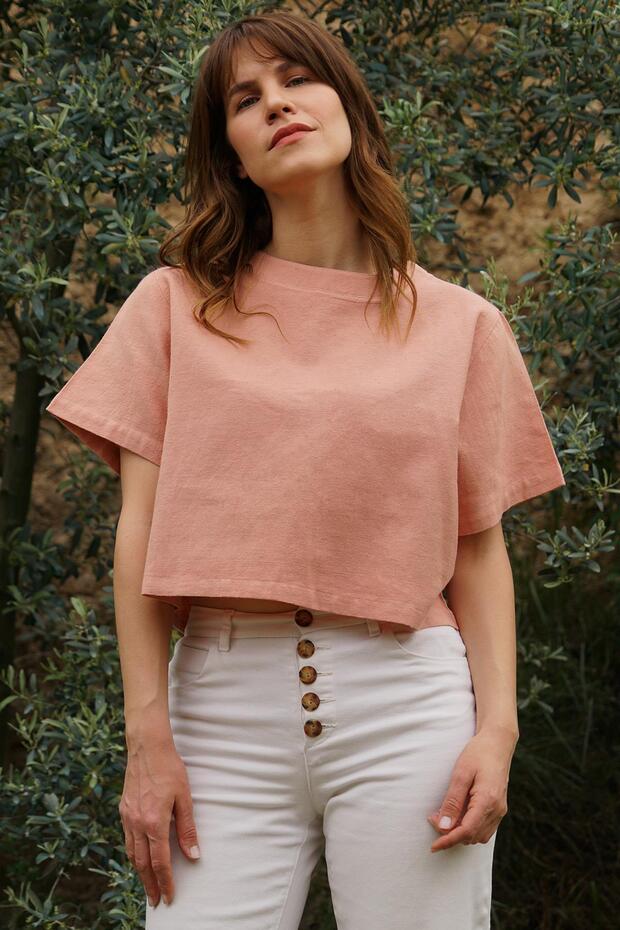 Alba- Handwoven Blouse 50% Cotton 50% Viscose - Powder