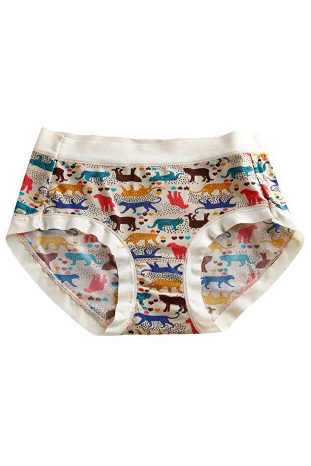 Stylish Animal Print Panties Soft Breathable Cotton Blend Underwear for Women