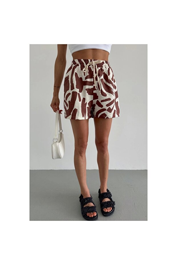 Bağcıklı Desenli Şort - 1