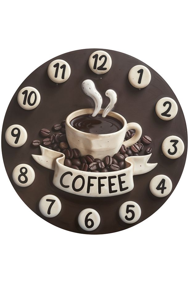 Dekoratif Kahve Figürlü Duvar Saati – Kafe & Mutfak İçin Uygun - 4