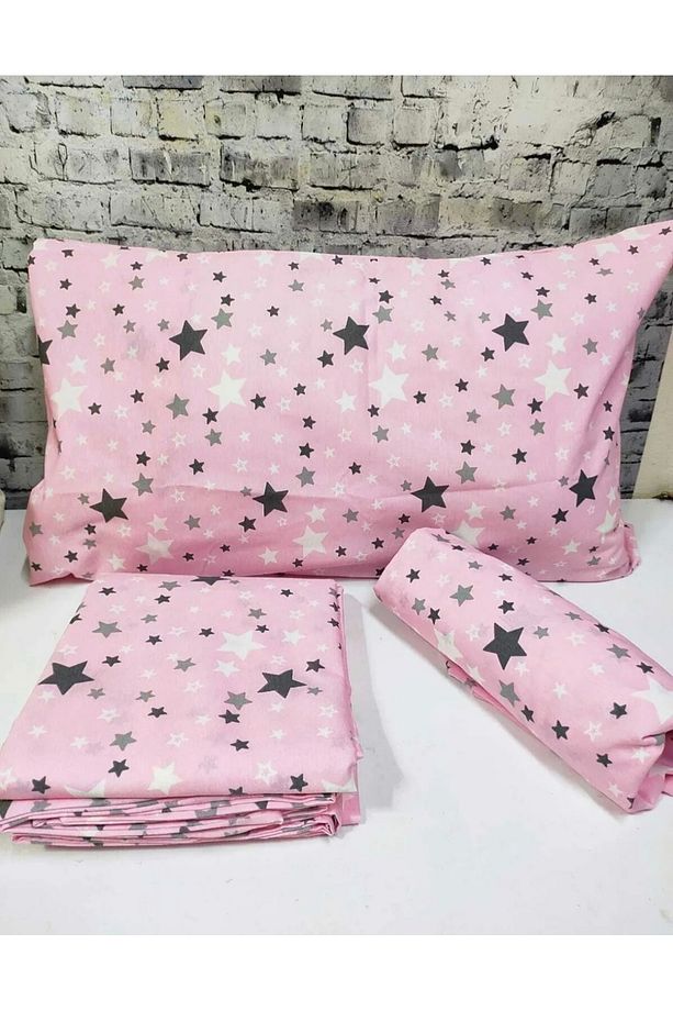 Pamuklu ranforce kumaş yıldız desen tek kişilik nevresim tam takım - 1
