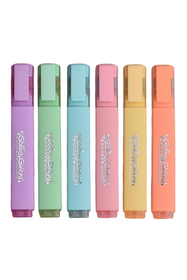 6 colors 6 Colors/box Fine Glitter Highlighter Pen Set Fluorescent Markers Highlighters Pens Art Mar