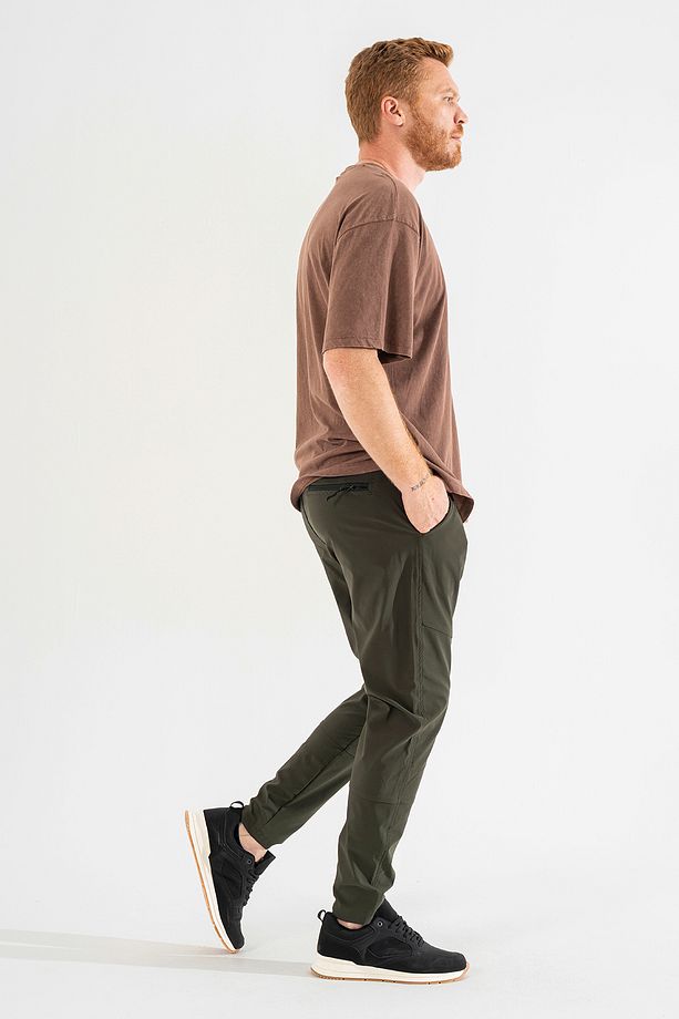Erkek Haki Nefes Alan Likralı Esnek Kumaş Dar ve Bilek Paça Jogger Pantolon - 6