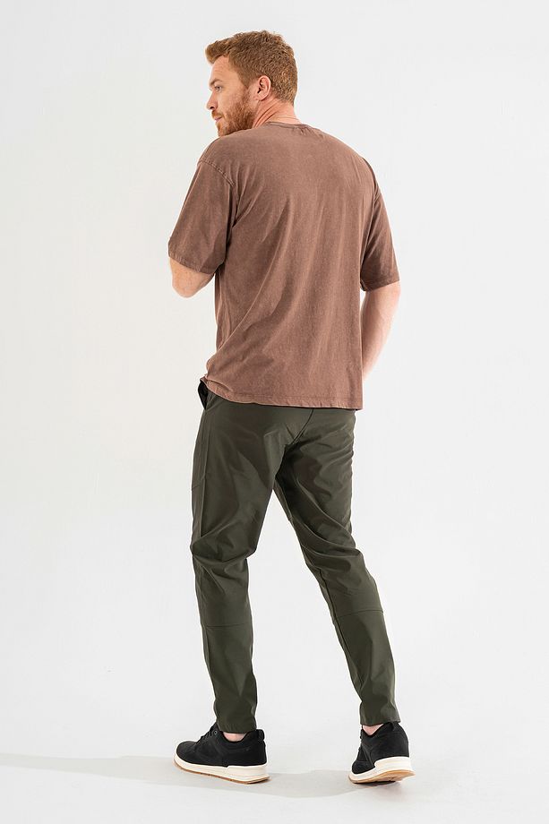 Erkek Haki Nefes Alan Likralı Esnek Kumaş Dar ve Bilek Paça Jogger Pantolon - 5
