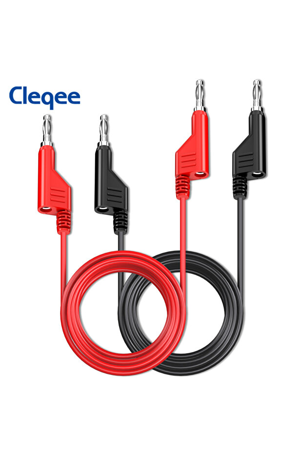 1 متر Cleqee P1036 2 قطعة من أسلاك اختبار متعددة القياسات بمقبس موزة مزدوج 4 مم قابل للتكديس 1 متر/2 متر/3 متر اختبار كهربائي C