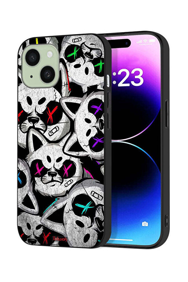غطاء حماية لجهاز Apple iPhone 15 بتصميم قطط مارشميلو