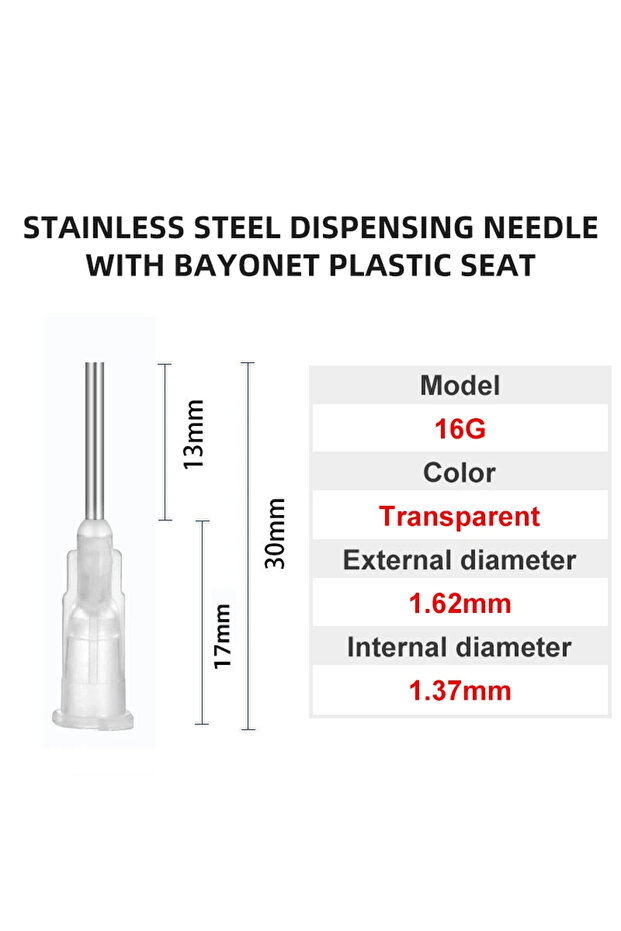 13mm 16G 100pcs 100pcs 13mm Dispensing Needle Glue Needle 0.5 Inch Suitable for All Glues Liquid Sol