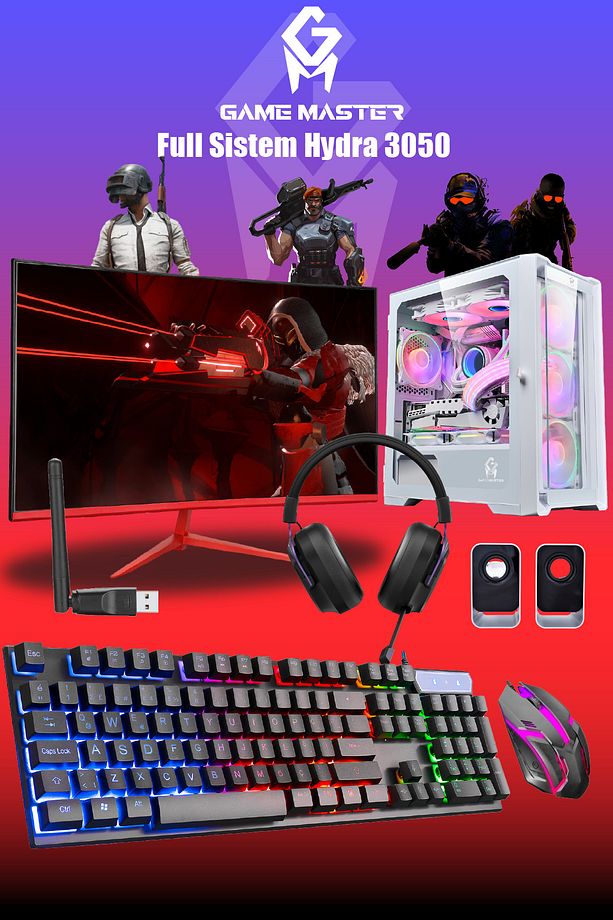 Full Sistem Set Hydra 3050 Ryzen 5 5500 CPU 16GB RAM 512GB M.2 RTX3050 23.8" 165hz Monitör Gaming Pc - 1