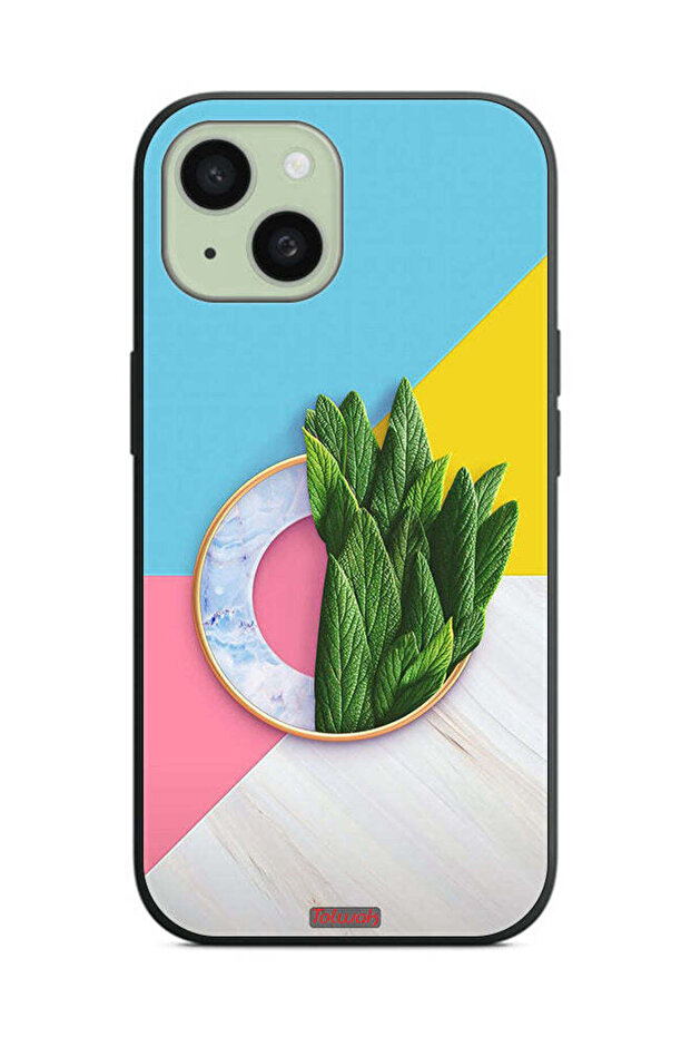 غطاء حماية لجهاز Apple iPhone 15 بنمط أوراق تجريدية - 2