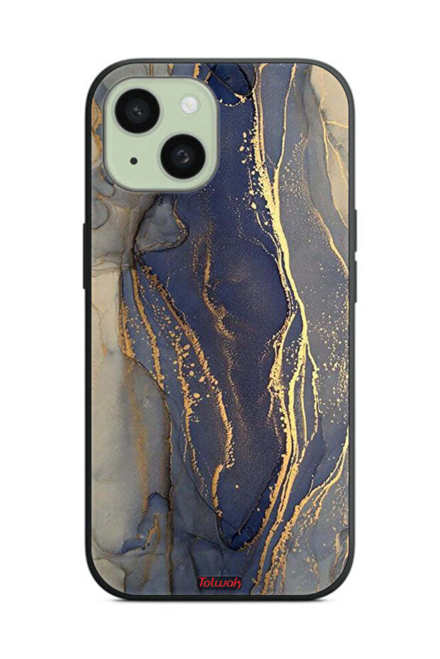 غطاء حماية لجهاز Apple iPhone 15 Plus بنمط رخامي لامع - 2